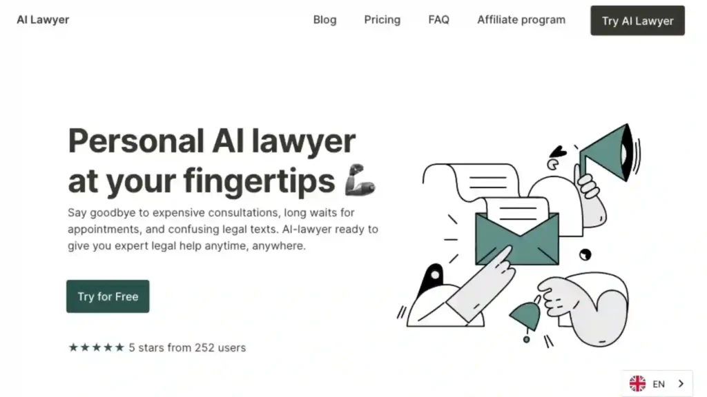 Screenshot of AI Lawyer's official homepage