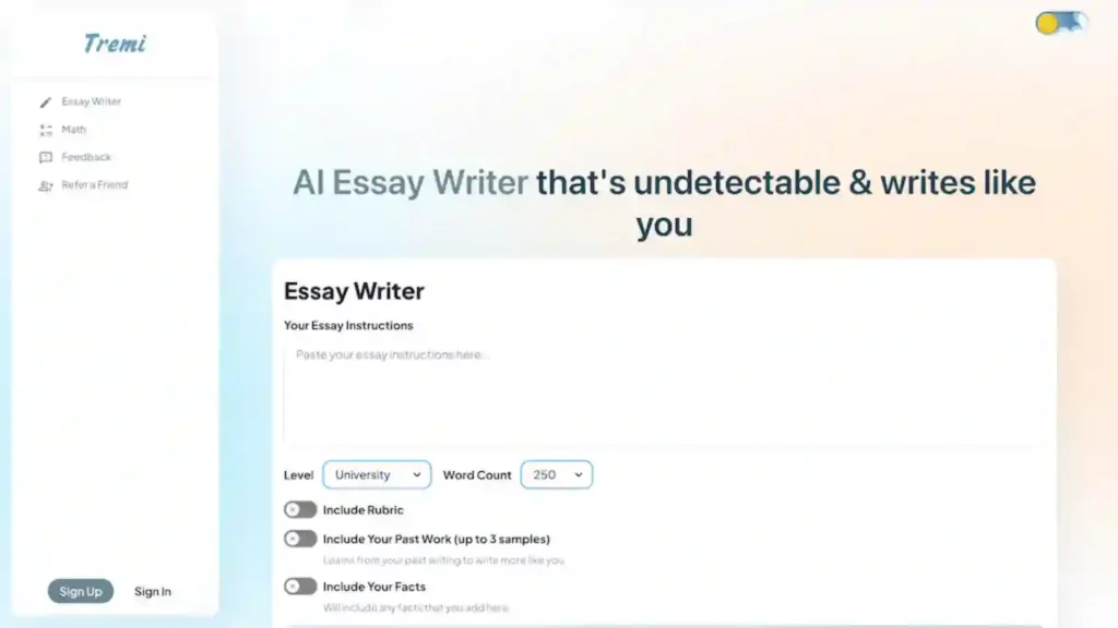screenshot of AI Rizz generator official homepage