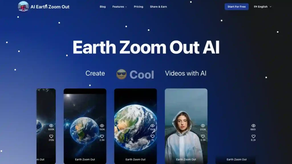 screenshot of Earth Zoom Out official homepage