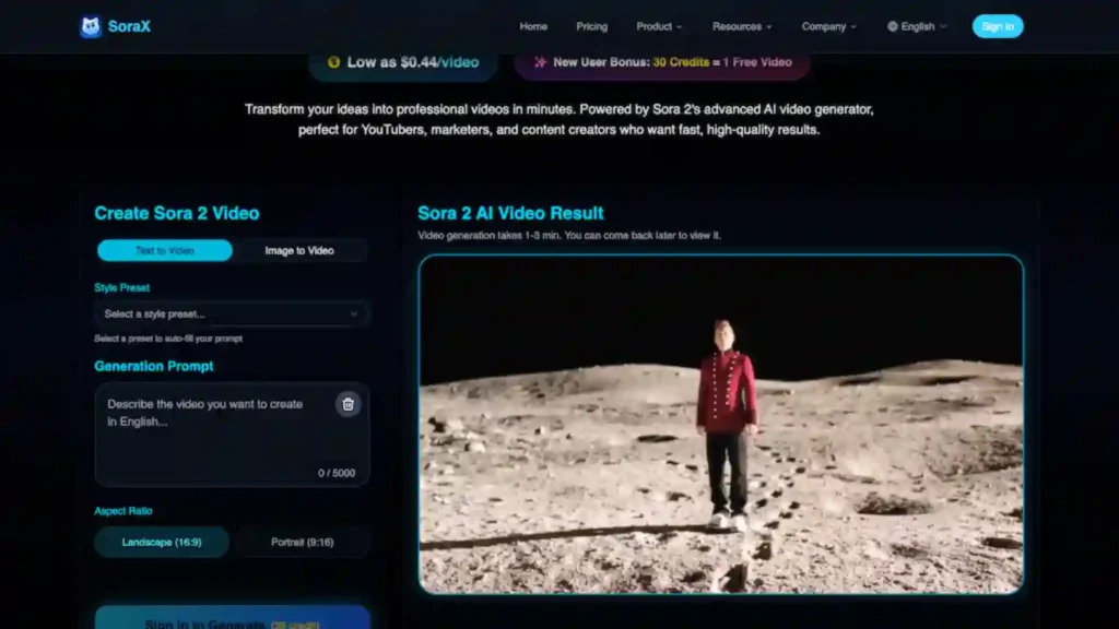 Screenshot of Sorax‘s official homepage